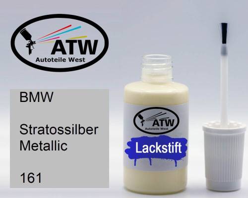 BMW, Stratossilber Metallic, 161: 20ml Lackstift, von ATW Autoteile West.